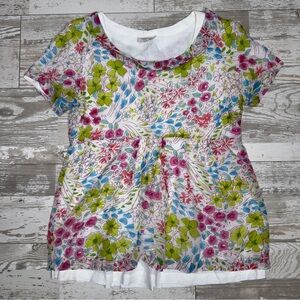 British India Traveller Floral Tunic Top Women’s Small Short Sleeve